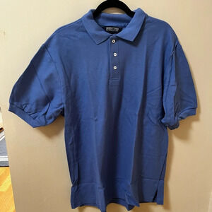 Land’s End Light Blue Mesh Cotton Polo Shirt- Size Large 42-44 Casual Preppy